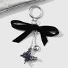 Elegant Silver Heart Bowknot Keychain Charm Pendant Handmade Heart Keyring for Women Fashionable Backpack Ornament