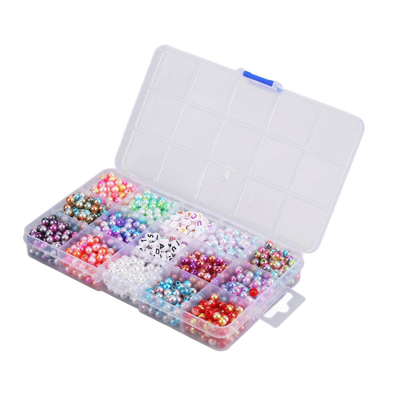

15 Grid DIY Faux Pearl Beads DIY Loose Beads Set Beads Jewelry Necklace Accessories Set