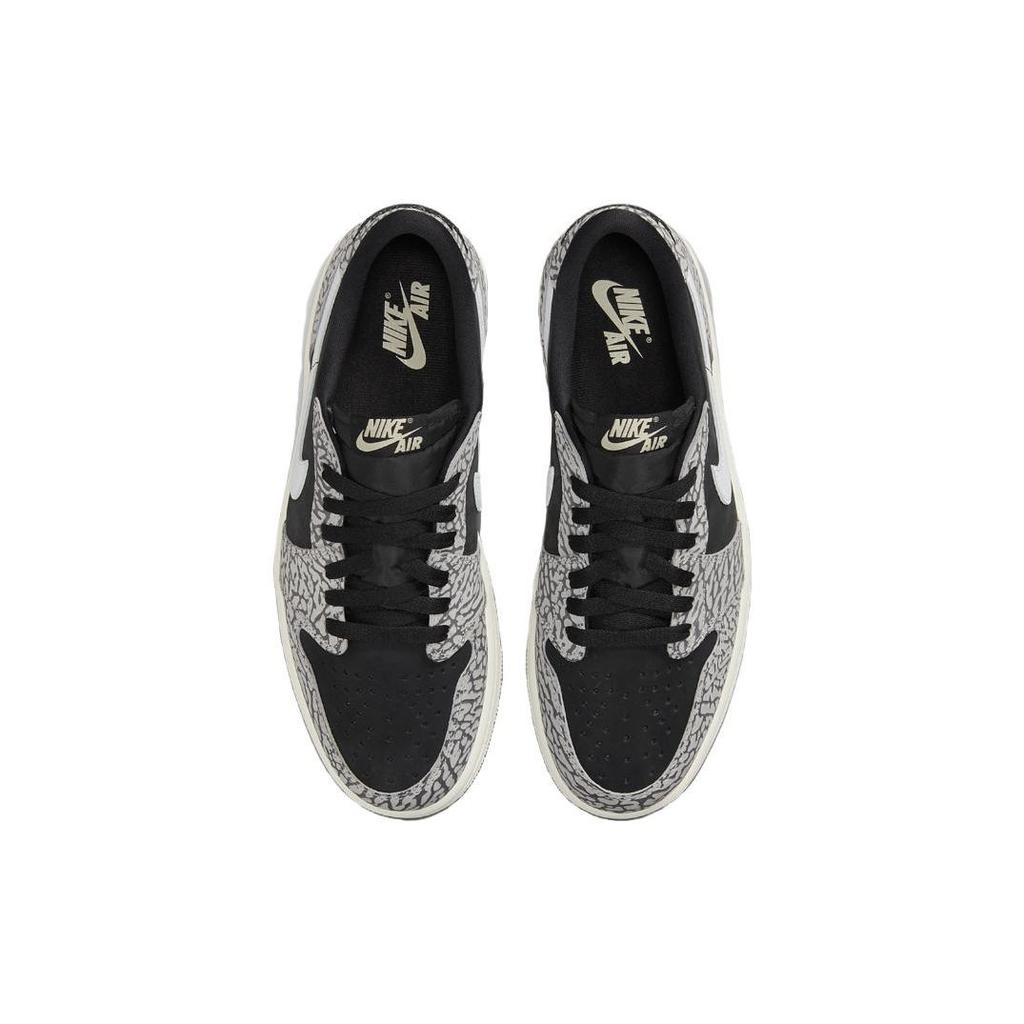 Air Jordan 1 Retro Low OG GS Black Cement Kids Sneakers Muslin Tech-Grey White CZ0858-001