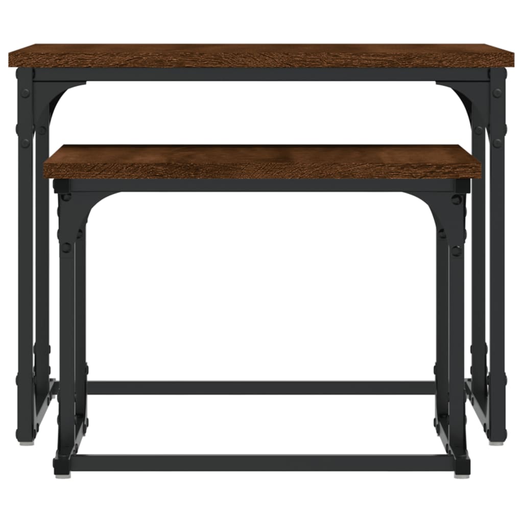  Coffee Tables, Nestable, 2 Pcs., Brown Oak
