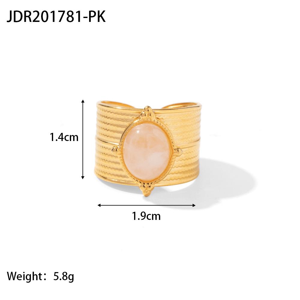 Youthway New Design Natural Stone Stainless Steel Ring Women Waterproof Stylish Golden Jewelry  New Set