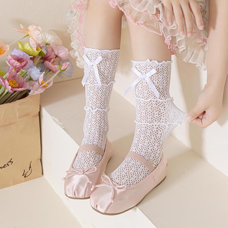 Korean Style Summer Lolita Lace Bow Girls Princess Socks One Size