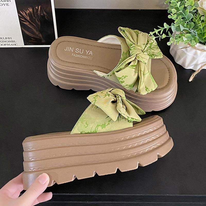 8CM New Summer Women Slippers Thick Soles Shoes Casual Platform Beach Flip Flops Leisure Butterfly-knot Sandals Sneakers Woman