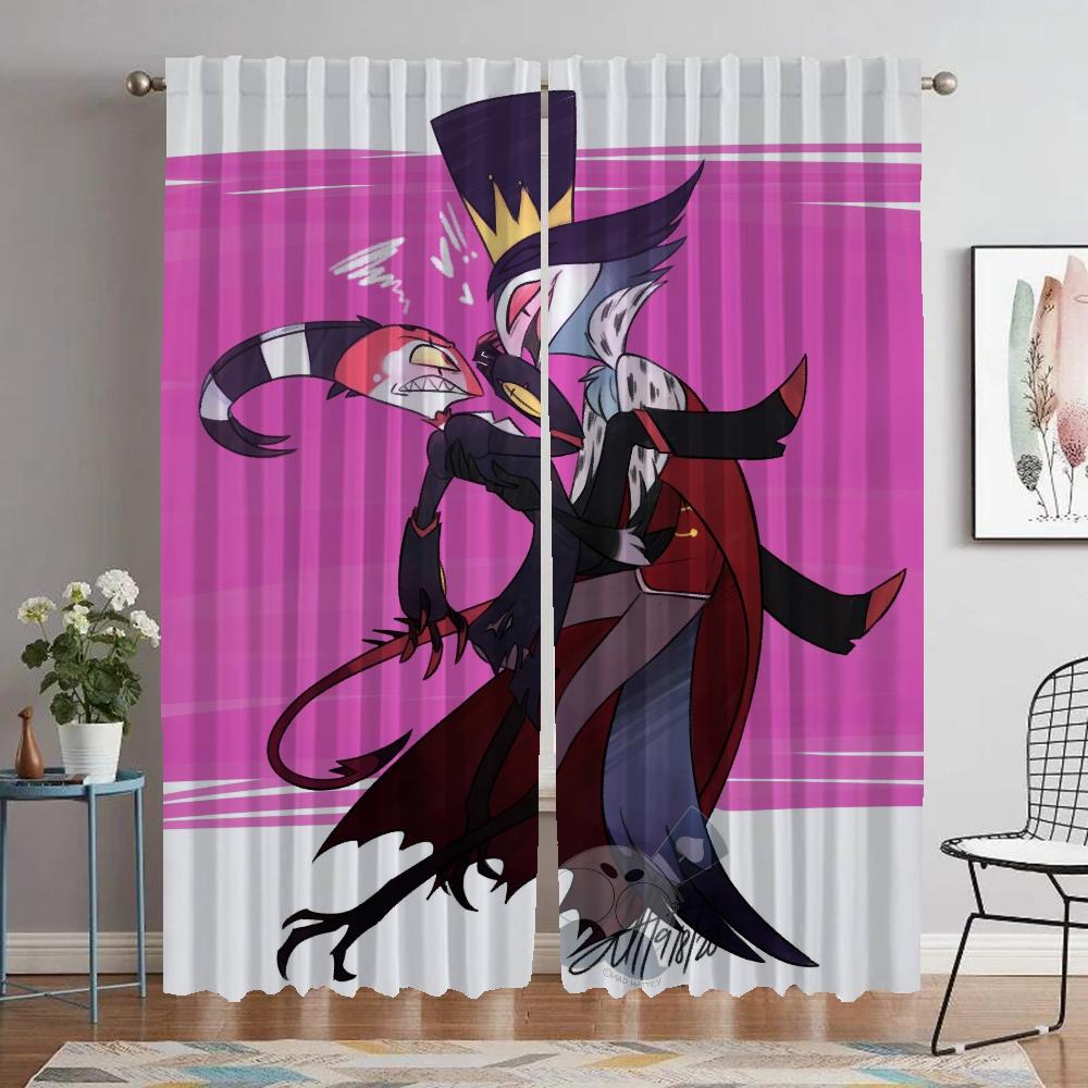 Helluva Boss Modern Living Room Curtains for Camera Home Interior Curtains 2 Pieces Partition Halloween Decoration Shades Child