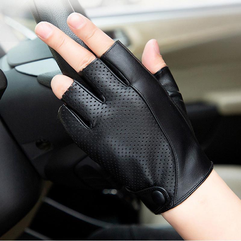 2023 Herren-Halbfinger-Handschuhe aus Schaffell für Fitness, Fahren, echte Lederhandschuhe, fingerlos, braun, für Fahrer, Sportmotorrad