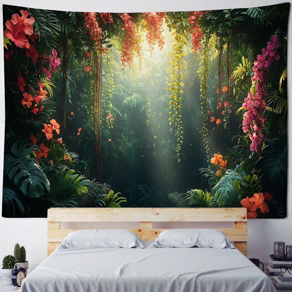 Bohemian Style Tapestry, Tropical Plant Art Wall Hanging, Psychedelic Home Background Decoration, Available In Various Sizes