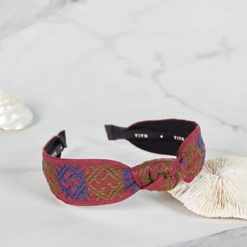 MAIA Pattern Jacquard Hairband - Wine