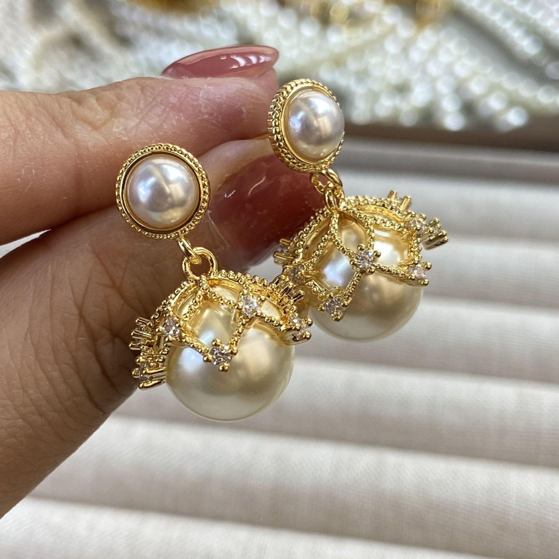 

Alison Light Роскошные кружевные серьги премиум-класса для девочек, серьги-гвоздики с бриллиантами и жемчугом, серебряные серьги-иглы 925 пробы