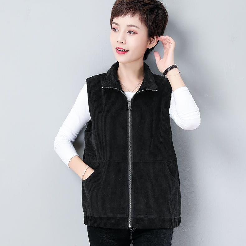 Plus Size Corduroy Vest Jacket for Women, Casual Outerwear