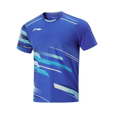 Comfortable Casual Simple Color Block Short Sleeve T-Shirt Men Tops Bright-Blue AAYV085-2