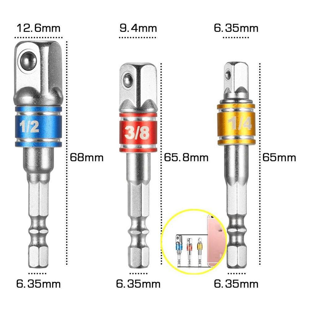Hexagonal handle to square rod socket drill connector for electric wrench - conversion set