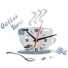 DIY Acrylic Mirror Wall Clock Coffee Cup Design Silent Home Decor