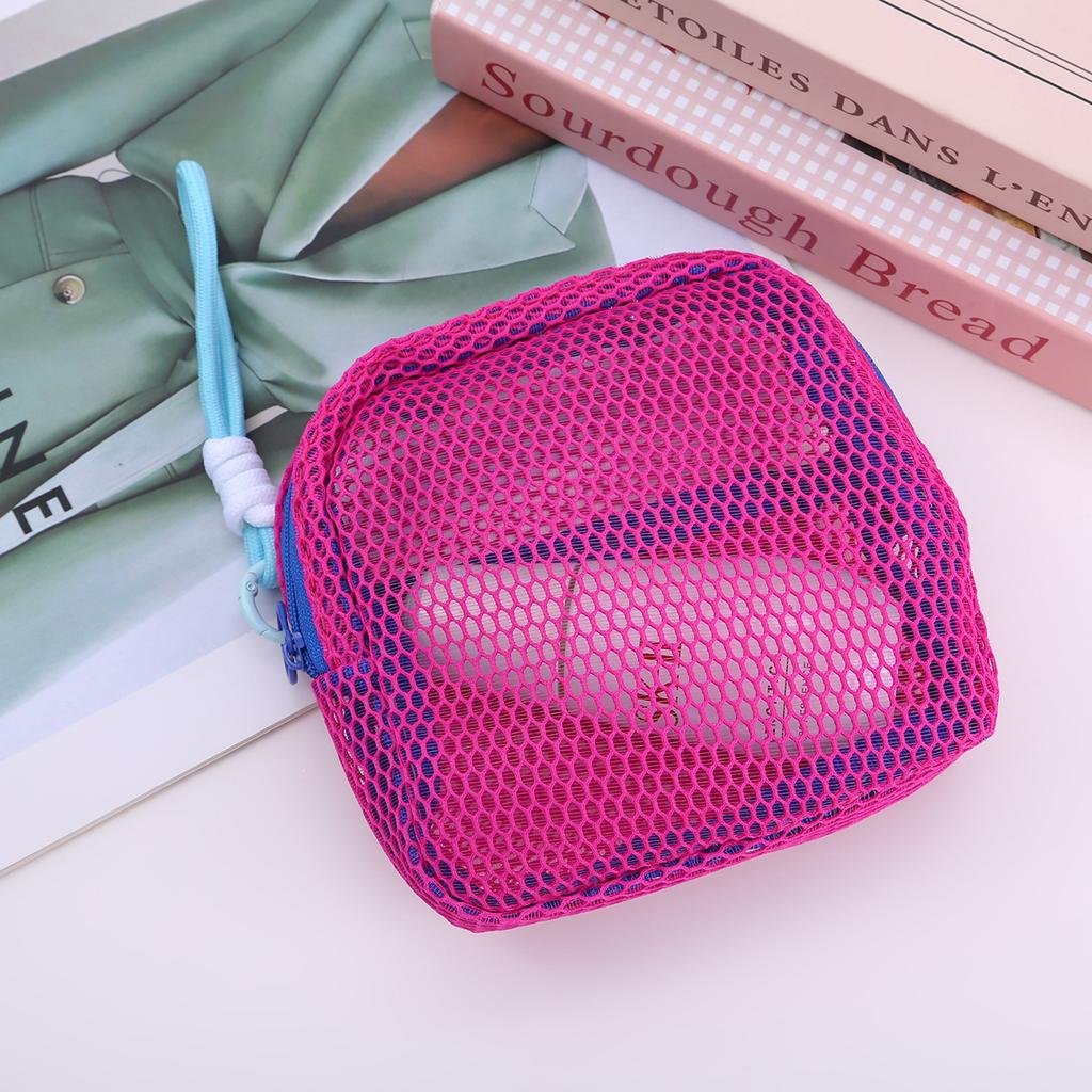 New Mini Portable Grid Tofu Bag Cosmetic Storage Net Bag Small Portable Coin Purse Mesh Makeup Bag Storage Pouch
