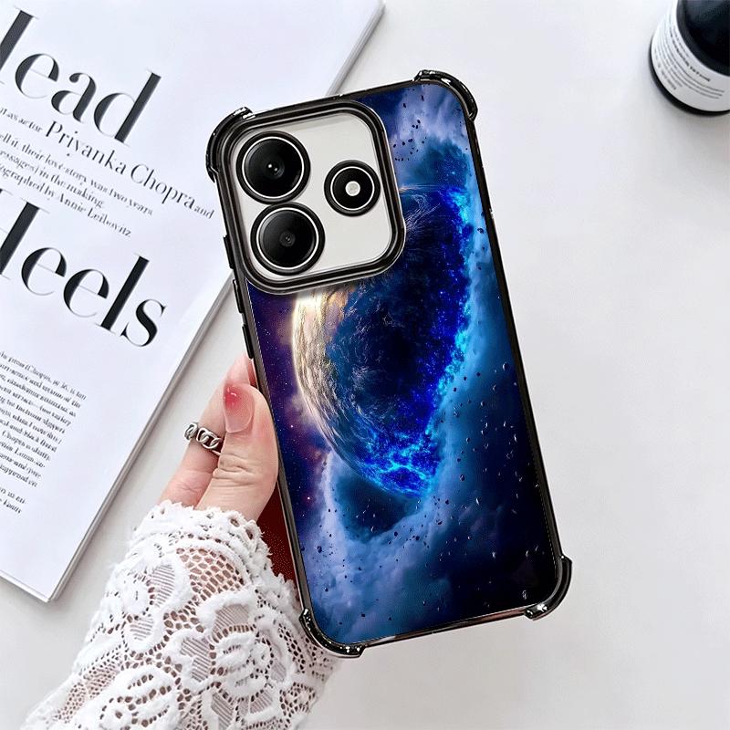 Earth Stars Space Universe Plating Phone Case For Xiaomi Redmi Note 14 15 Pro Plus 13 12 11 11S 11T 10 9S 9 5G Anti-Fall Airabag