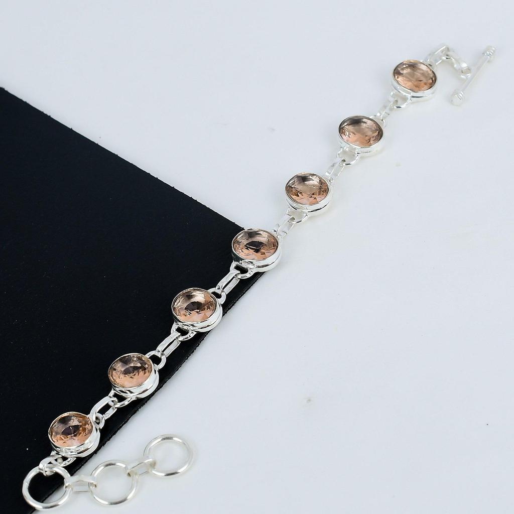 Bransoletka Siwss Blue Topaz Gemstone Handmade 925 Sterling Silver, Bransoletka Siwss Blue Topaz dla żony, Bransoletka unisex prezent dla niej