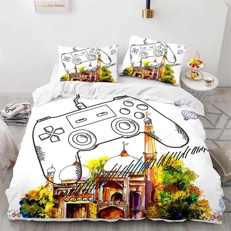 Gaming Bedding Set Twin Full Size Kids Gamepad Duvet Cover For Boys Girl Bedroom Decor Polyester Game Controller Comforter Cover