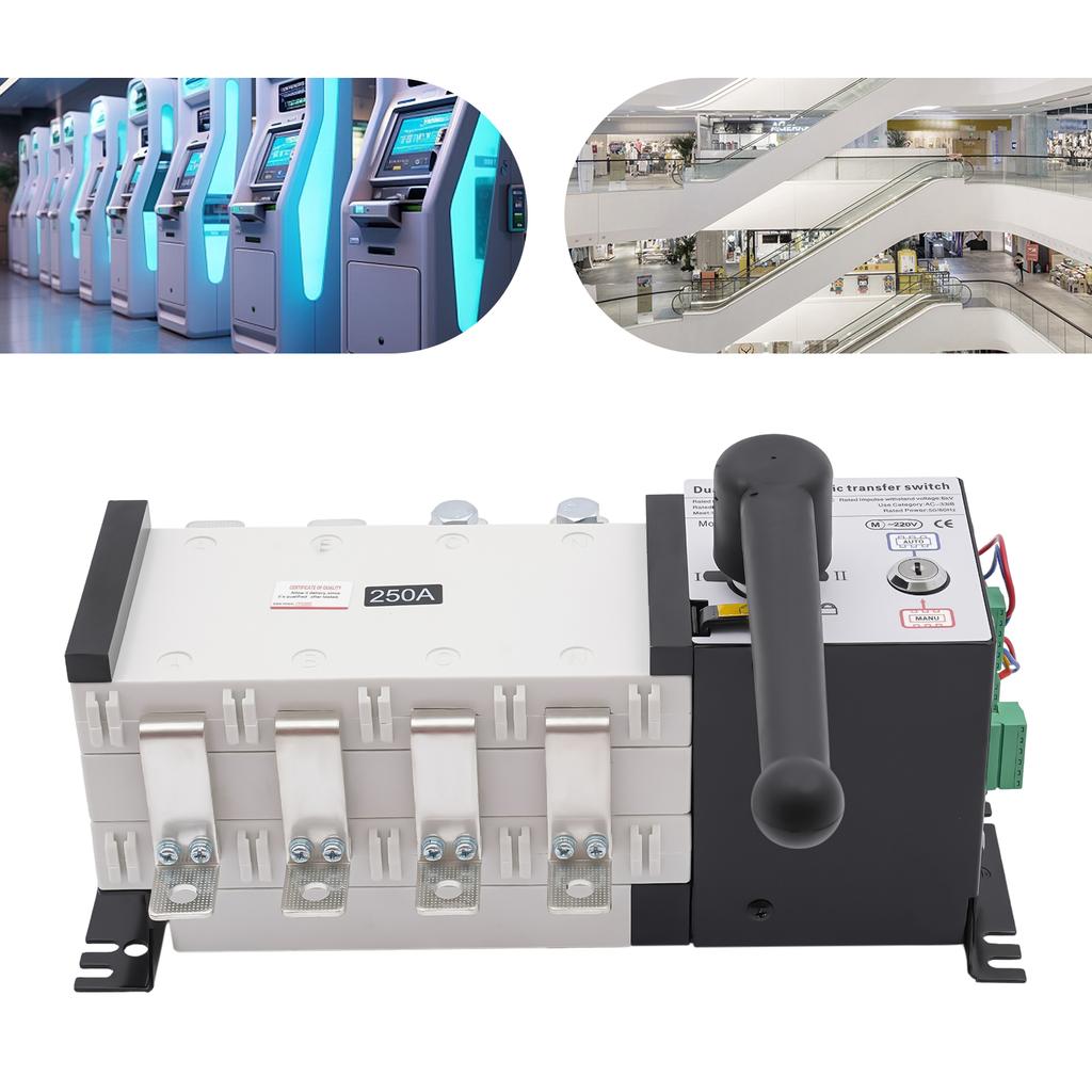 250A 4 Poles Automatic Transfer Switch,110V Dual Power Grid to AC Generator Changeover Switch,Industrial Power Switching Device