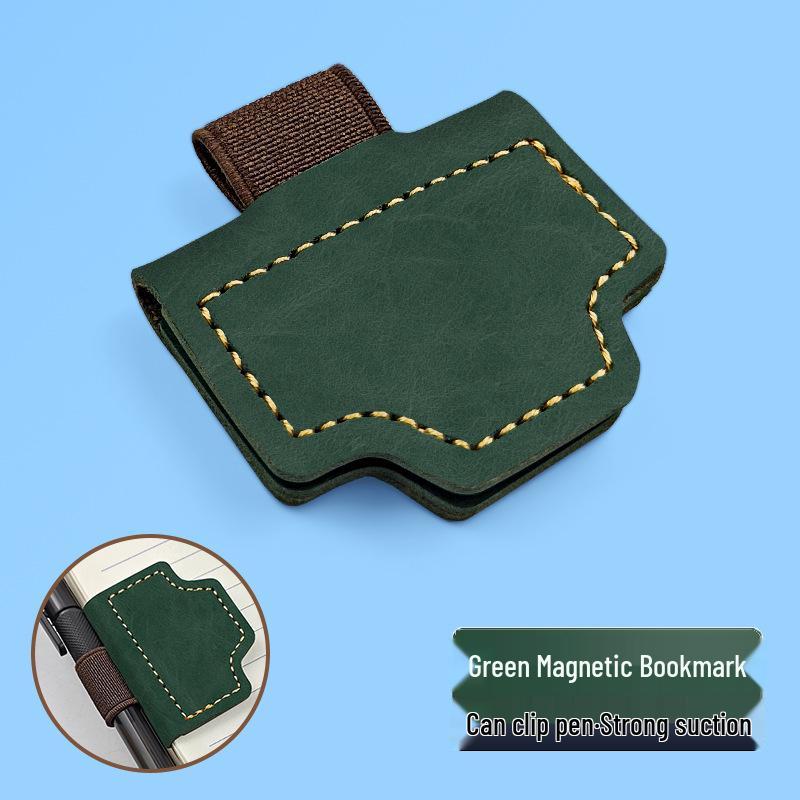 Crazy Horse Leather Double-Sided Magnetic Bookmark Clip