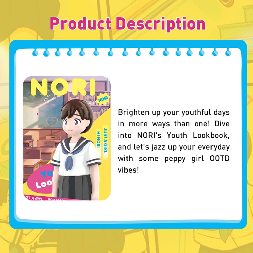 POP MARTNORI Youth Lookbook Series Pop Mart Gachapon Blind Box Figure Plastic Model Premium Toy Soft Vinyl Original Character Birthday Gift [3-Piece}
