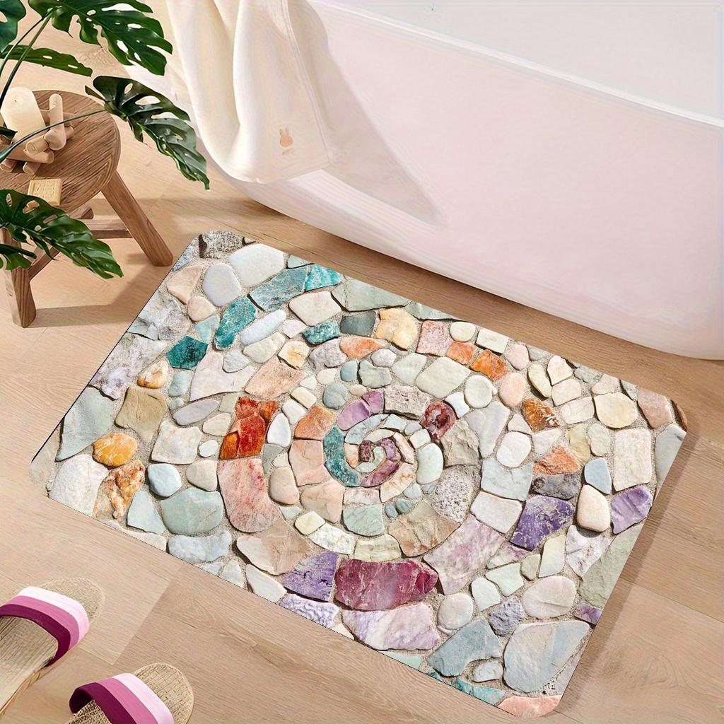 3D Pebble Pattern Carpet Mat Black Gold Stone Design Anti Slip Floor Carpet Suitable for Living Room Bedroom and Home Decoration