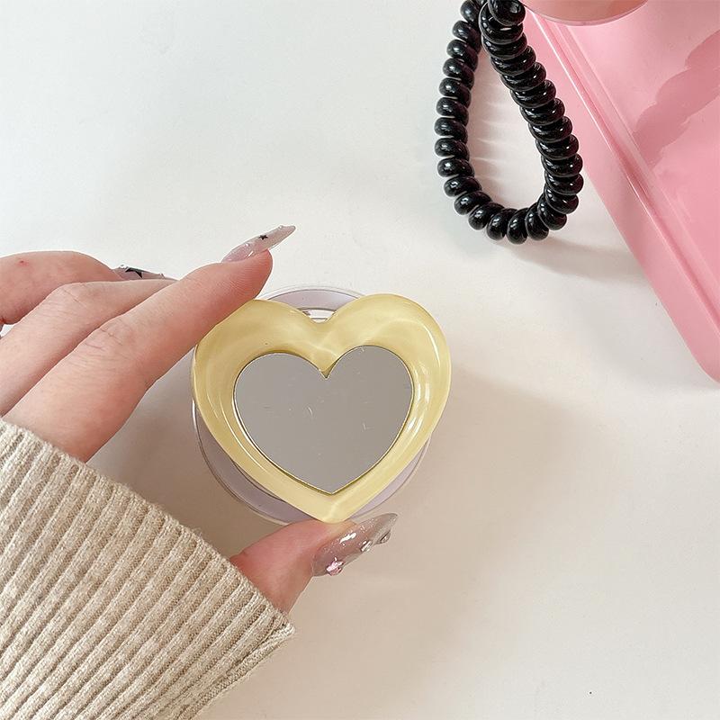 Simple Wind Love Mirror Lazy Ring Portable Mobile Phone Magnetic Suction Airbag Bracket Retractable Desktop Watching Drama