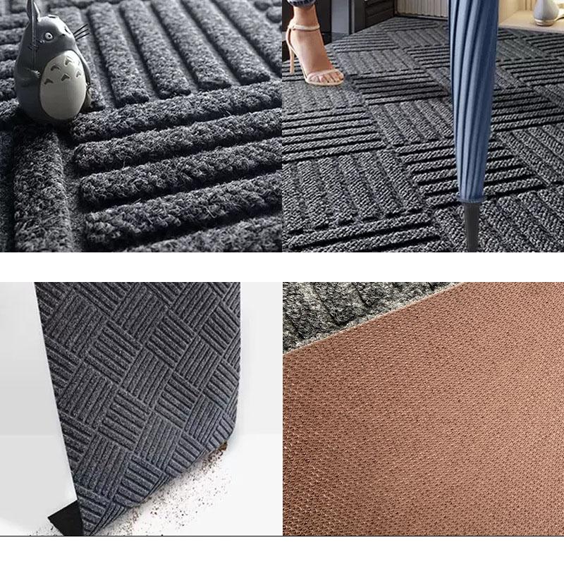 Thin Rubber Door Mats for Indoor Outdoor Anti Slip Entrance Doormat Embossed Waterproof Kitchen Carpet Rugs Hallway Floor Mats