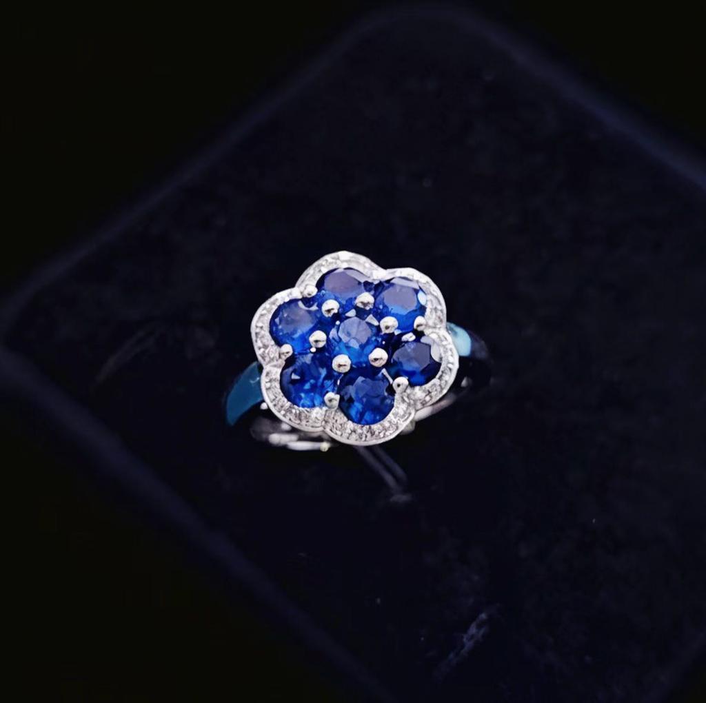 Fashion Jewelry Flower Ring Versatile Light Luxury Full Diamond Cultivation Ruby Emerald Women's Ring