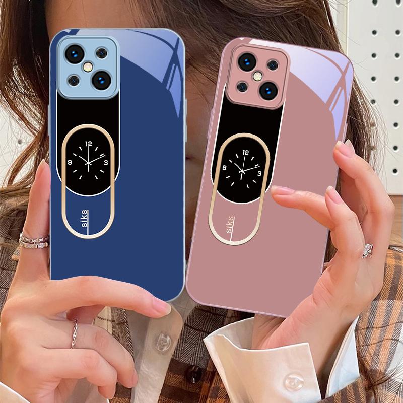 Wall Clock Color Pattern For Oppo Find X5 X8 Pro X3 Lite A72 58 73 54S F11 79 Reno 6 4Z 5G Nord N200 Tempered Glass Phone Case