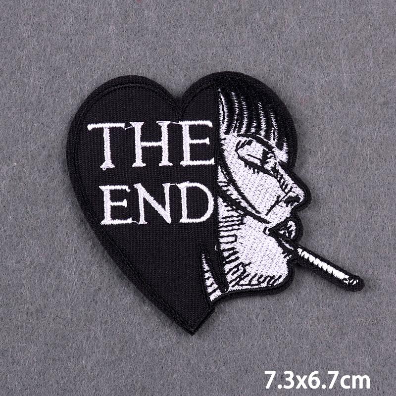 Red Fusible Patches Hiphop Iron On Thermoadhesive Patches For Clothes Cross Skull Embroidery Patches For Jacket Logo Applique