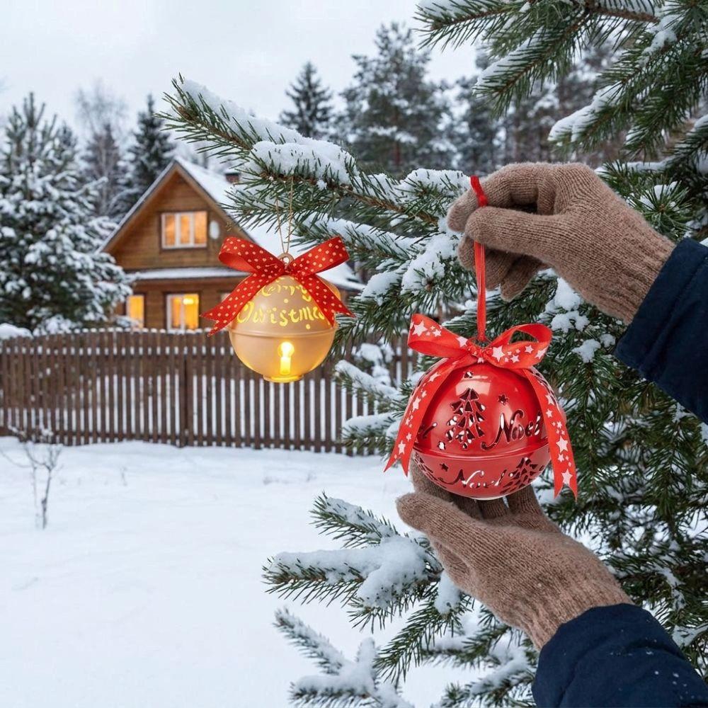 Schleifenknoten Leuchtende Glocke Ornament mit Gewebtem Band Weihnachten Hängendes Schmuckstück Fensteraufhängung