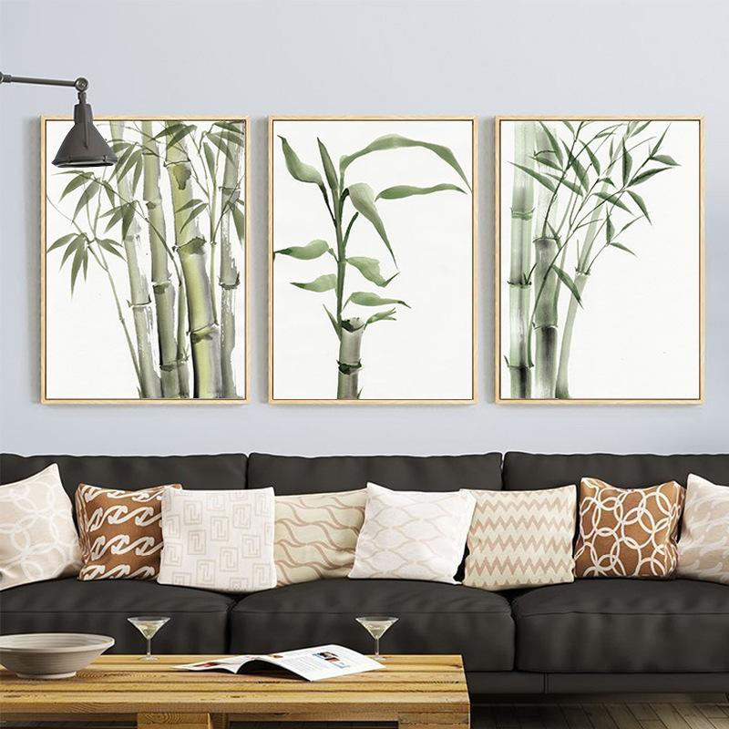 Pictură tradițională chineză, bambus, abstract, înaltă, de epocă, pictură pe pânză, imagine de perete pentru camera de zi, fără cadru
