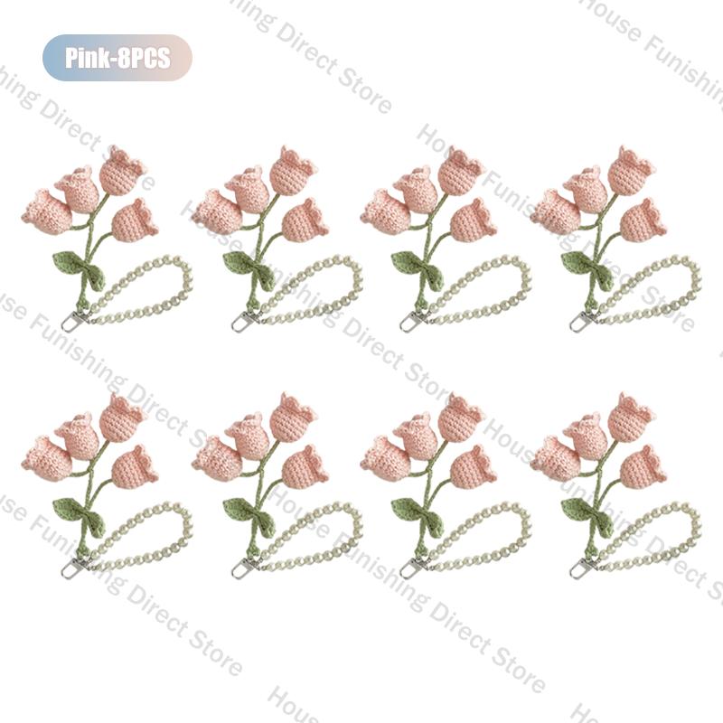 1-10PC Handmade Weaving Bag Pendant Lin Orchid Keyring Love Girl Pearl Chain Keychain Decoration Car Pendant Diy Bag Accessories