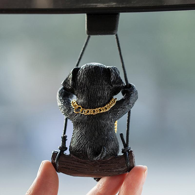 Swinging Bulldog Car Hanging Ornament Cute Resin Dog Car Interior Decoration Auto Rearview Mirror Hanging Accessories