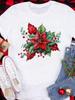 (Asian Size) Tee Top Festival  Merry Christmas New Year Holiday Casual Love Heart Plaid Women Print Lady Short Sleeve Fashion Graphic T-shirts