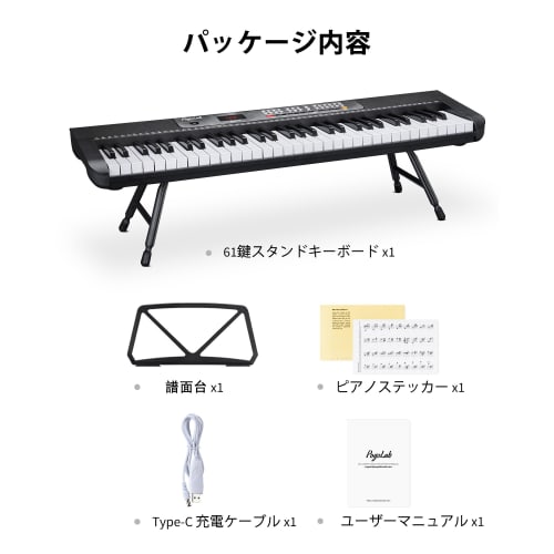 Mini Electronic Keyboard, Stand-Up Keyboard, 61 Keys, 24 Demo Songs, 255 Notes, 255 Rhythms, Built-in LCD Display, Portable, Lightweight, Multifunctio