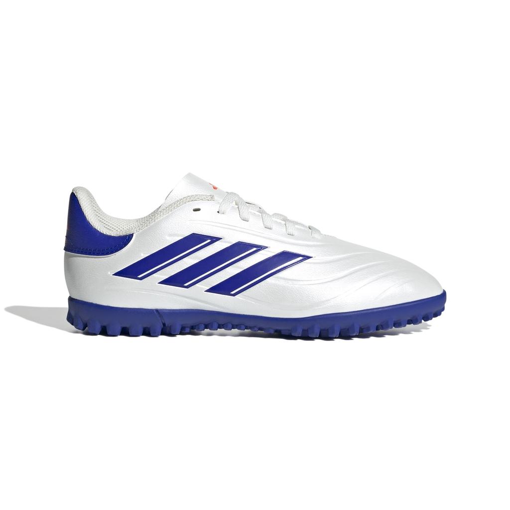 Adidas Copa Pure II Club TF Junior Futsal Shoes for Boys and Sizes Red Size Girls, 17-24.5cm, Unisex, White/Lucid Blue/Solar (IG8691), 23.0cm