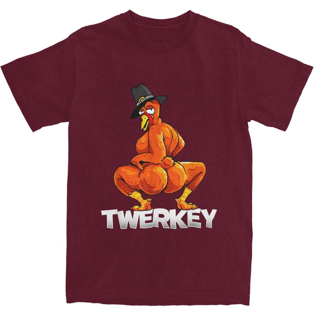 Twerkey Twerking Turkey Pilgrim T Shirt Summer Thanksgiving Twerk Turkey T Shirts Cotton Tshirt For Men Short Sleeves Tops