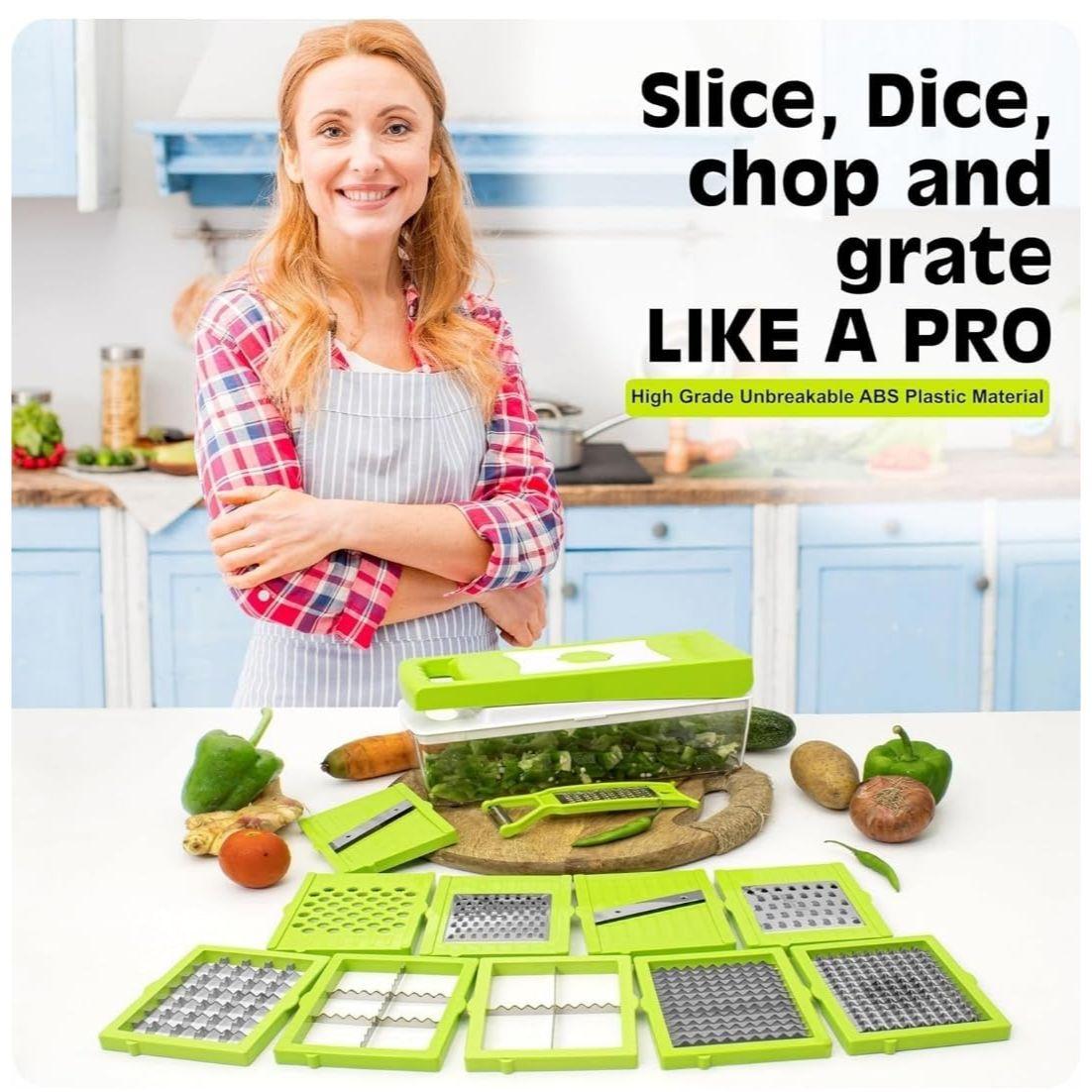 

13 in 1 Multipurpose Chopper, Fruits & Vegetable Cutters, Grater Peeler Chipser, Unbreakable Food Grade Body, Easy Push to Clean Button Slicer Dicer