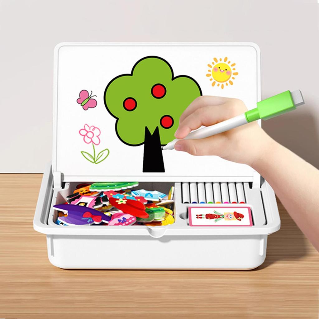 Magnetic 3D Puzzle Children Dress Up Change Facial Expression Game Iron Box Jigsaw Early Education Imagination Toys Girls Gifts