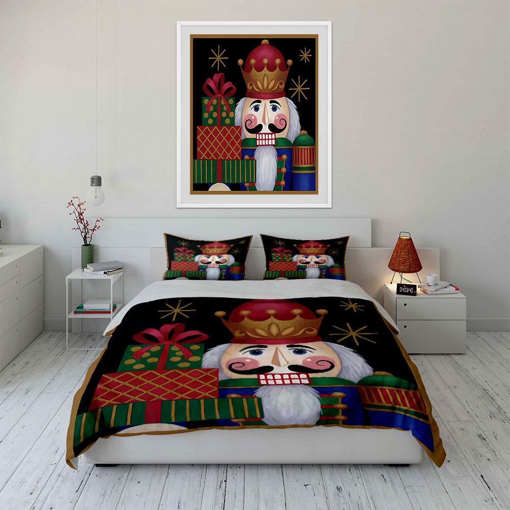 Nutcracker King with Gifts Bedding Duvet Cover Set Duvet Cover Pillowcases  (1*Duvet Cover 2*Pillowcases, without duvet insert)