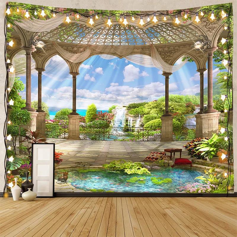 

Garden Botanical Floral Tapestry Nature Scenery Tapestry Landscape Classroom Tapestries Wall Hanging for Living Room Dorm Office 74x94cm(29x37in)