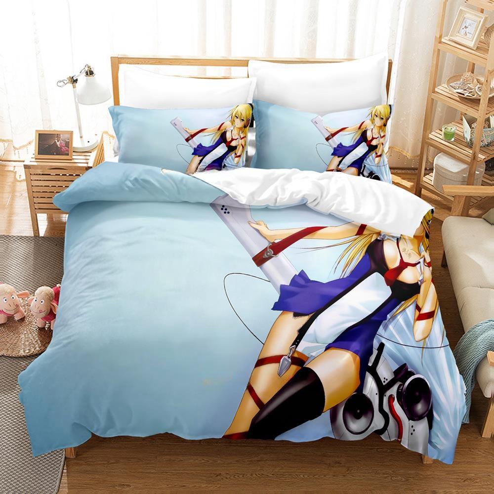 New Fashion 3D Printed Anime Game Blazblue Bedding Set Cartoons Three-piece Set Adult Kid Bedroom Duvet Cover Sets Home Textiles