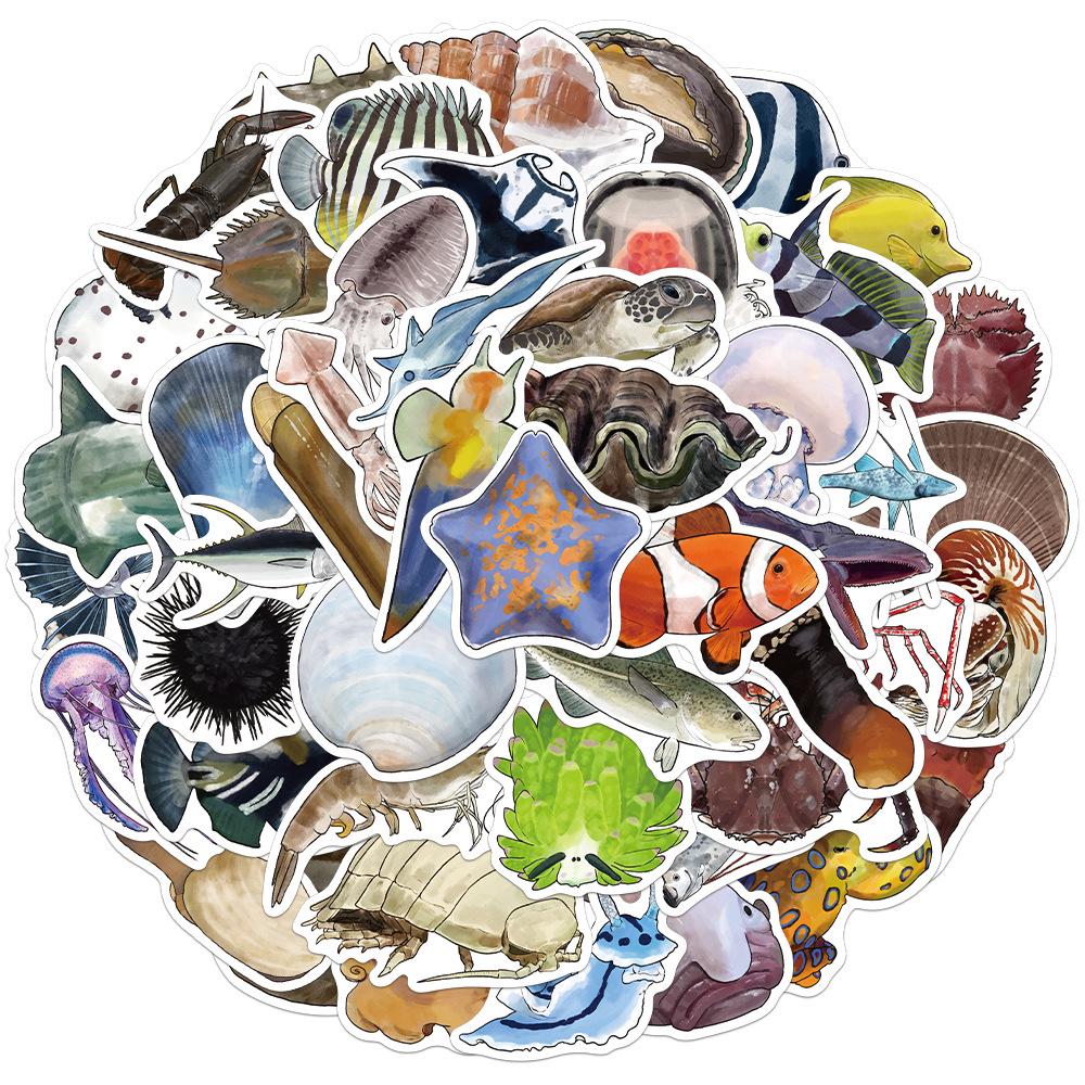 

50 Creative Deep Sea Style Cartoon Stickers for DIY Decoration (Phone Cases, Water Bottles, Notebooks) No
