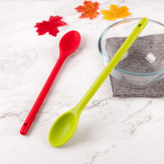 Long Handle Silicone Spoon, Heat Resistant Food Grade Stirring Spoon, Dishwasher Safe Non-stick Mixing Spoon Kitchen Utensils