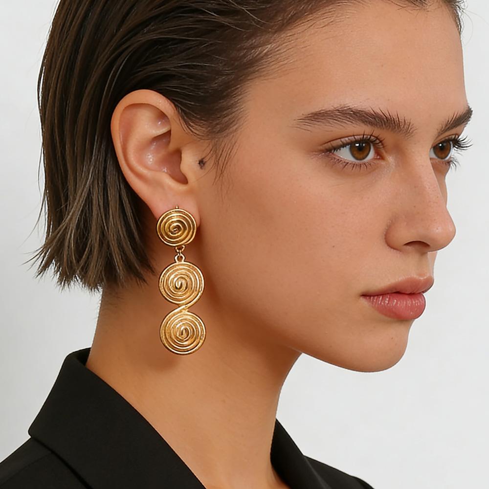 MamacitaSlay 316L Stainless Steel Spiral Irregular Dangle Earring 18K Gold Plated Waterproof Jewelry For Women Trendy Earrings