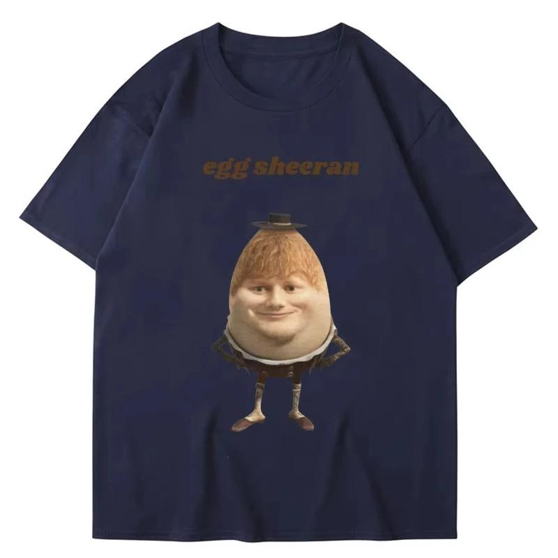 Camiseta Gráfica Divertida de Huevo Ed Sheeran Meme Algodón Transpirable Casual Manga Corta Hombres Mujeres Camisetas Ropa Urbana Regalo