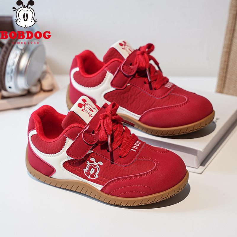 Bobdog Girls' Retro Waterproof Leather Low-Top Shoes - Spring & Autumn Collection