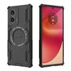 For Motorola Edge 50 Fusion 5G Magnetic Case WANLONFENG DJ Series PC TPU Phone Cover with 2Pcs Tempered Glass Film