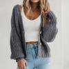 Fashion Casual Women's Knitted Cardigan Sweater Long Sleeves Loose Buttons Short Cardigans Jacket for Women Autumn and Winter Warm Knitwear Coat 25114
