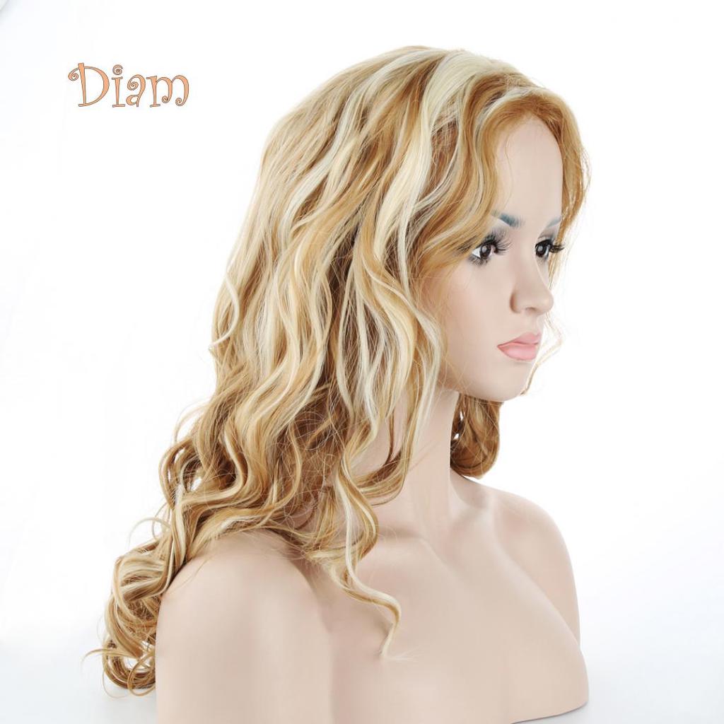 Perucă ondulată blondă Tenfyer, la modă pentru femei, cu păr natural ondulat, peruci cosplay